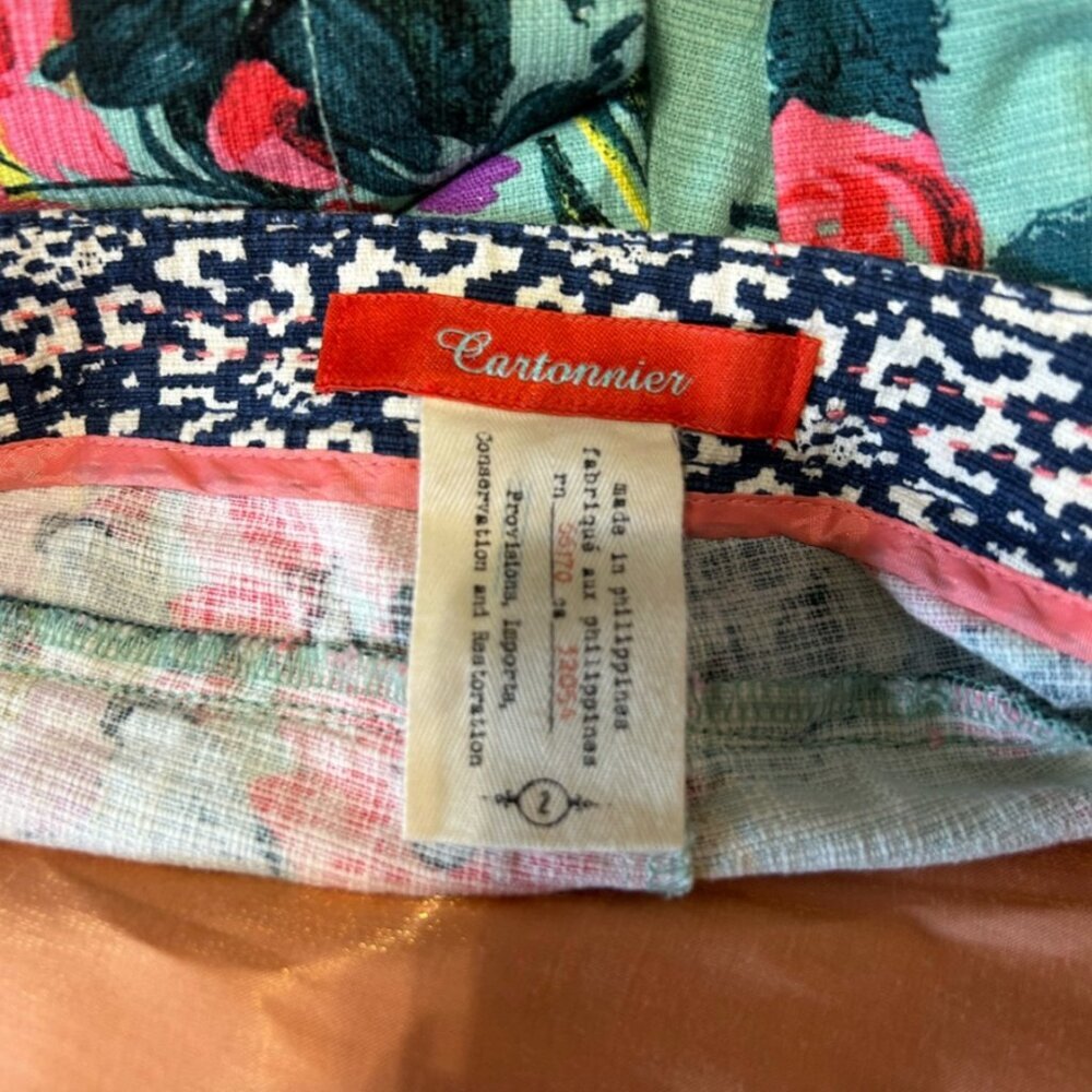 Anthropologie Cartonnier SkyFlower Shorts Size 2 xs blue floral farm rio vacay - Picture 2 of 2